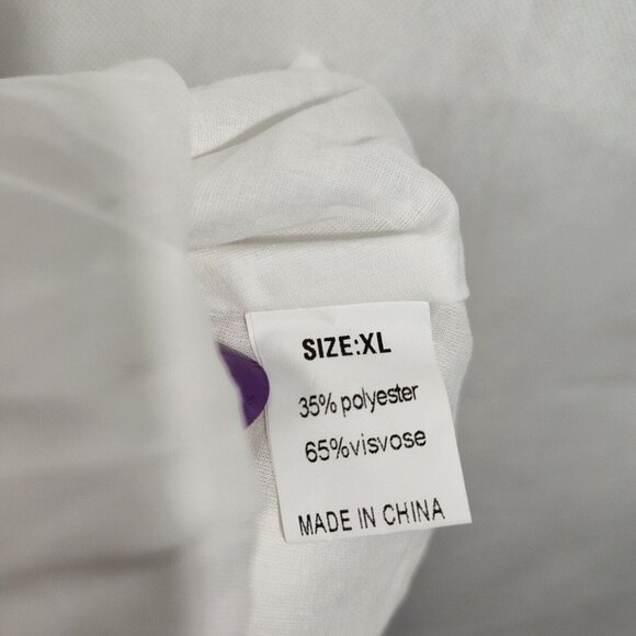 White Open Back Dress Women Size XL Square Neck Short Sleeve Lined Beach Vacay - Picture 7 of 8